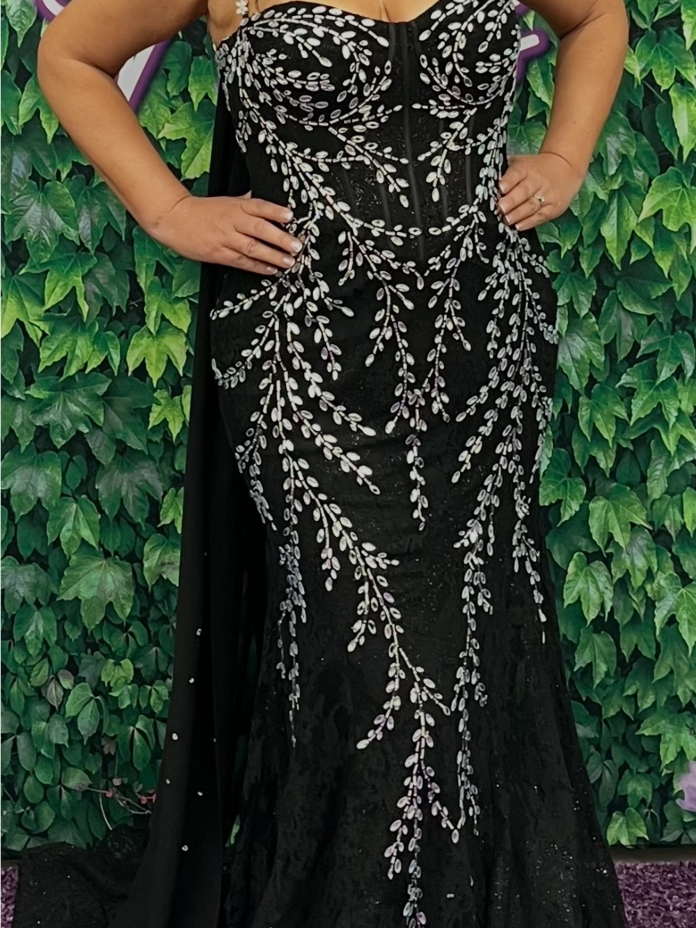 Portia and Scarlett Black Strapless Embellished Evening Gown